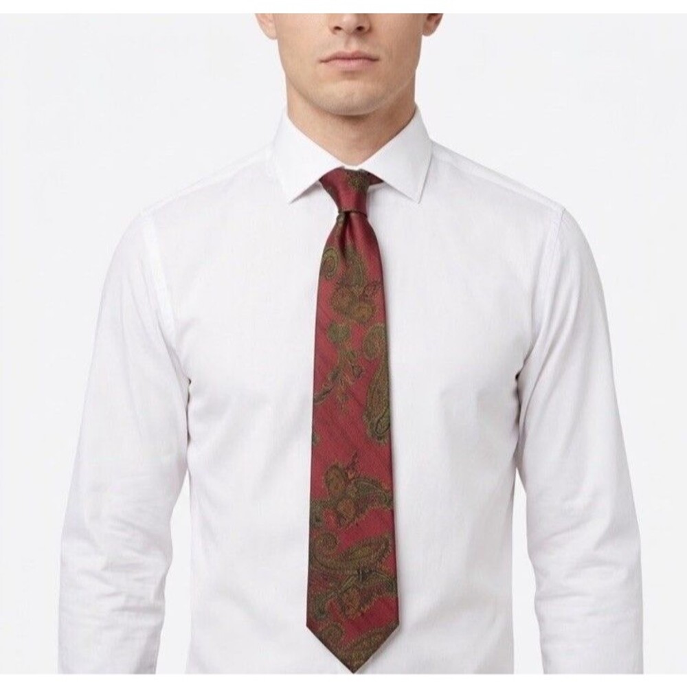Robert Talbott Mens Wine Red Paisley 100% Silk Tie